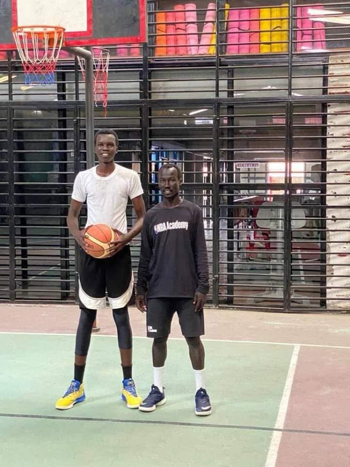 Mabilmawut with one of his mentors Wal Deng after a workout at Sports Fusion in Kampala Uganda