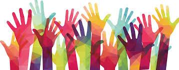 Hands together over a basketball — community in action